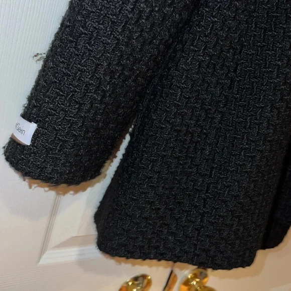 Calvin Klein black tweed Wool Pea Coat Sz 10 - Picture 14 of 17